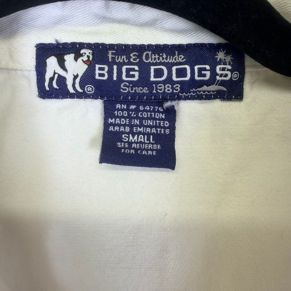 VTG Big Dogs Wmns S White Sleeveless Cotton Shirt Embroidered Logo Americana 90s - Picture 4 of 7